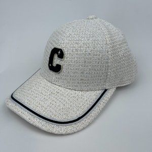 Textured Bouclé Baseball Cap with Contrast Trim